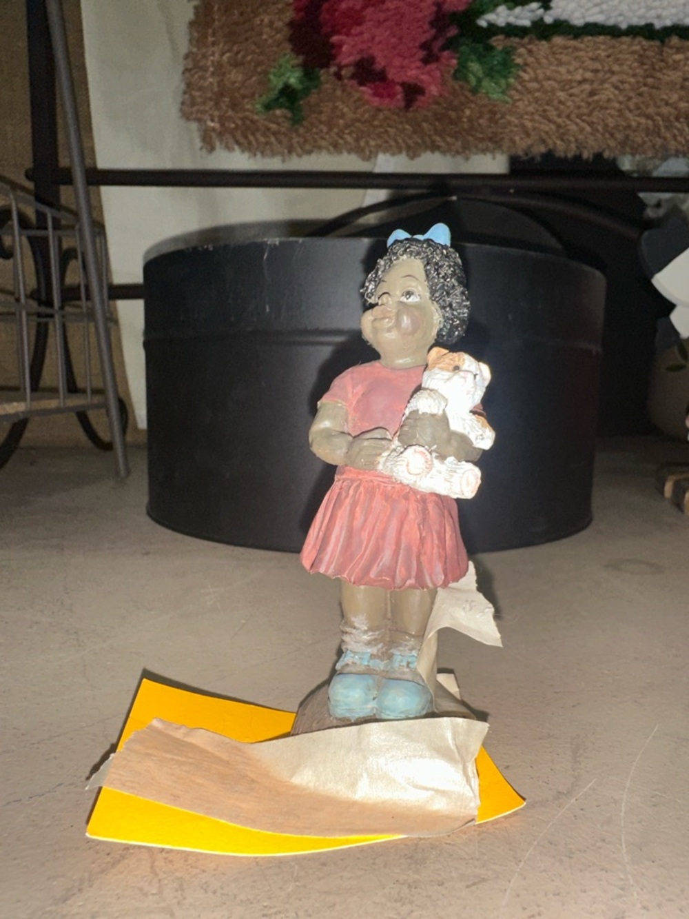 Hand-Painted Little Girl Figurine in Pink Dress